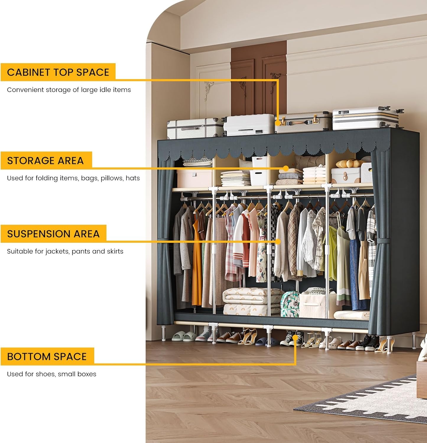 79 Inch Extra Wide Walk-in Sty - Wardrobe Closet Portable Fabric Cover review and price