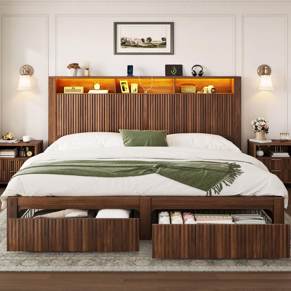 King Size Bed Frame and Headbo - King Size Bed Frame With Storage Drawers review and price