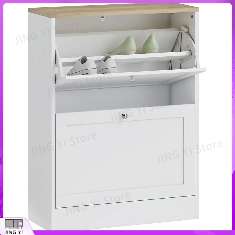 Narrow Shoe Cabinet with 2 Fli - Shoe Rack Cabinet Narrow Entryway review and price