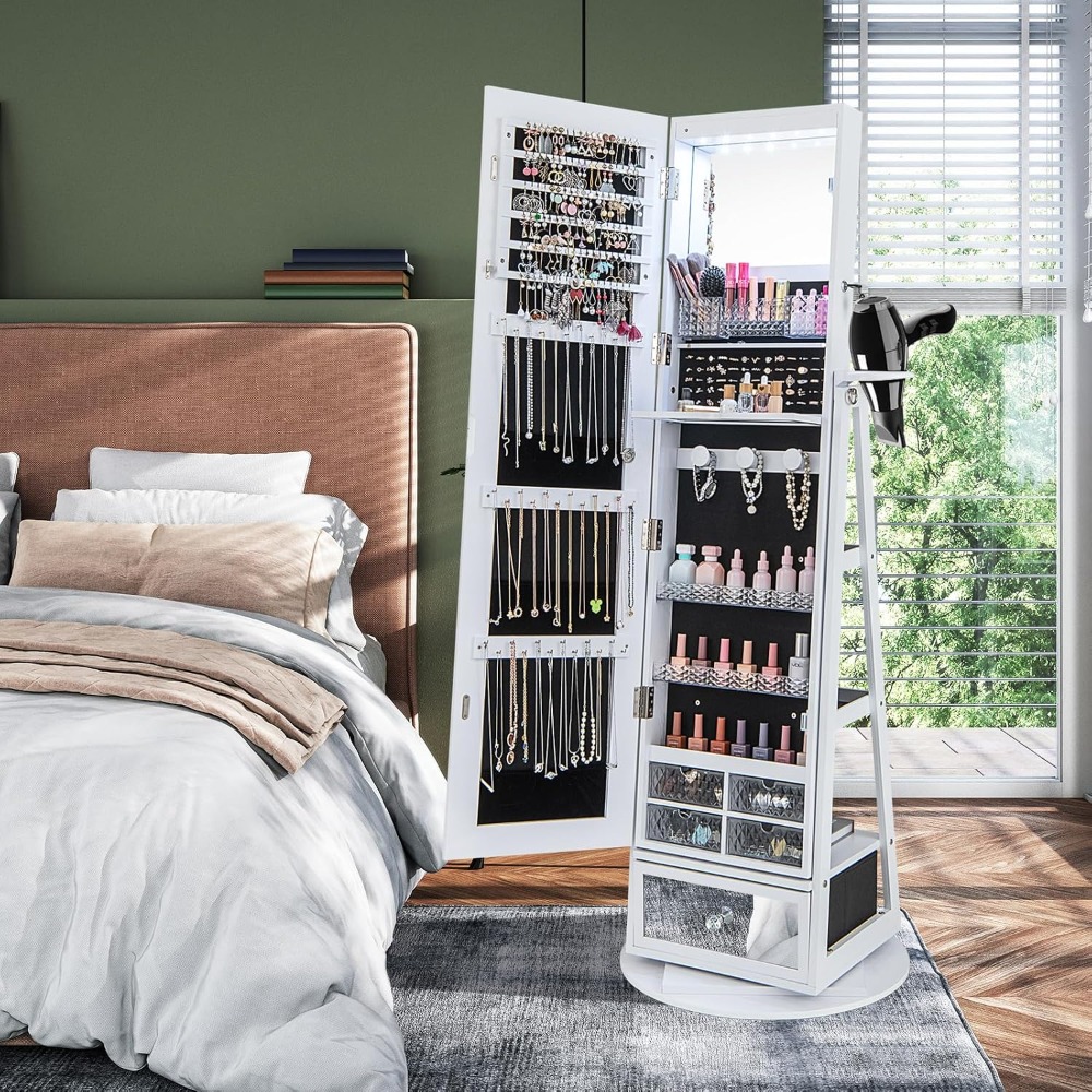 360° Swivel Jewelry Cabinet Ar - Full Length Mirror Jewelry Armoire review and price