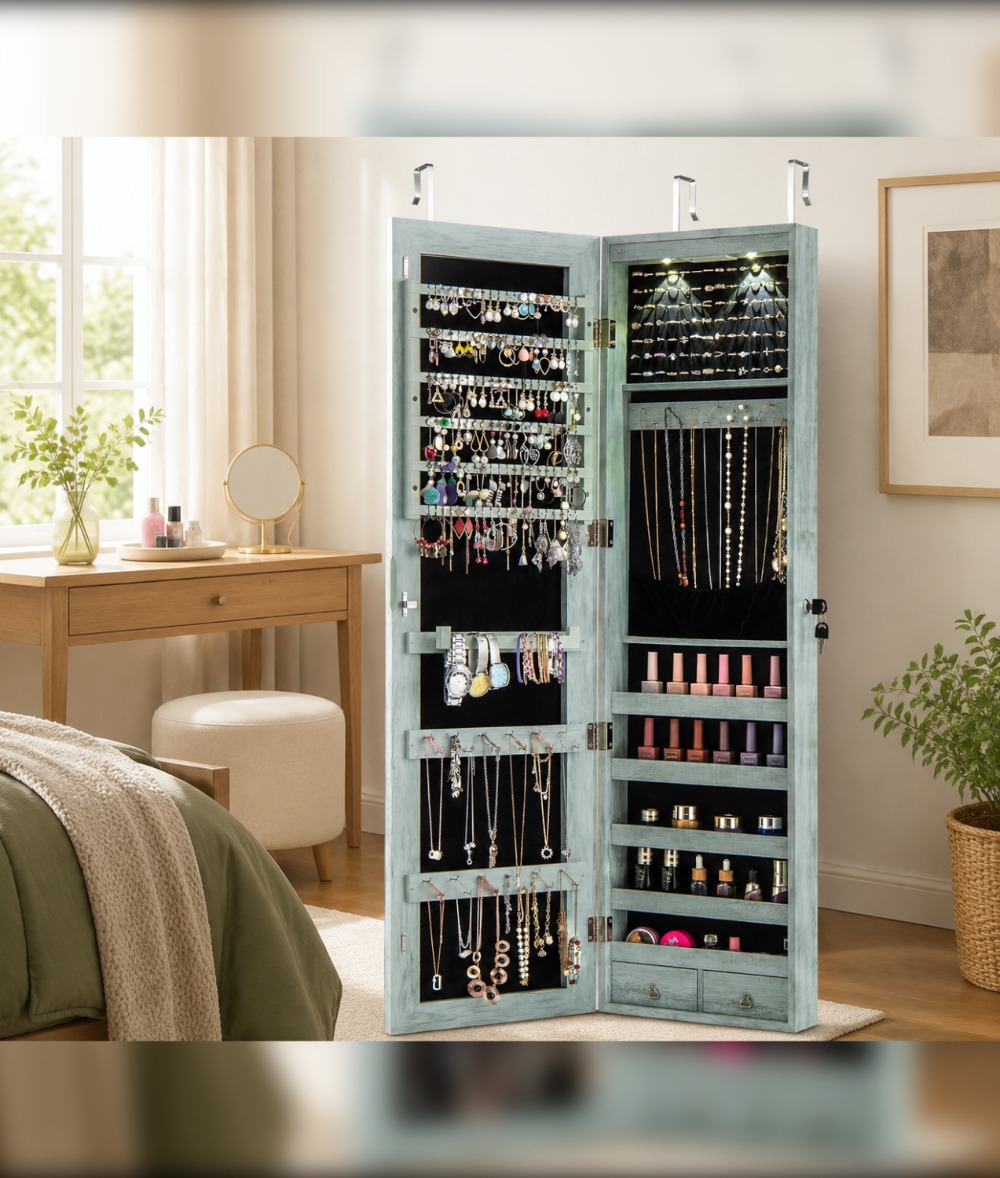 Wall or Door Mounted Jewelry A - Full Length Mirror Jewelry Armoire review and price