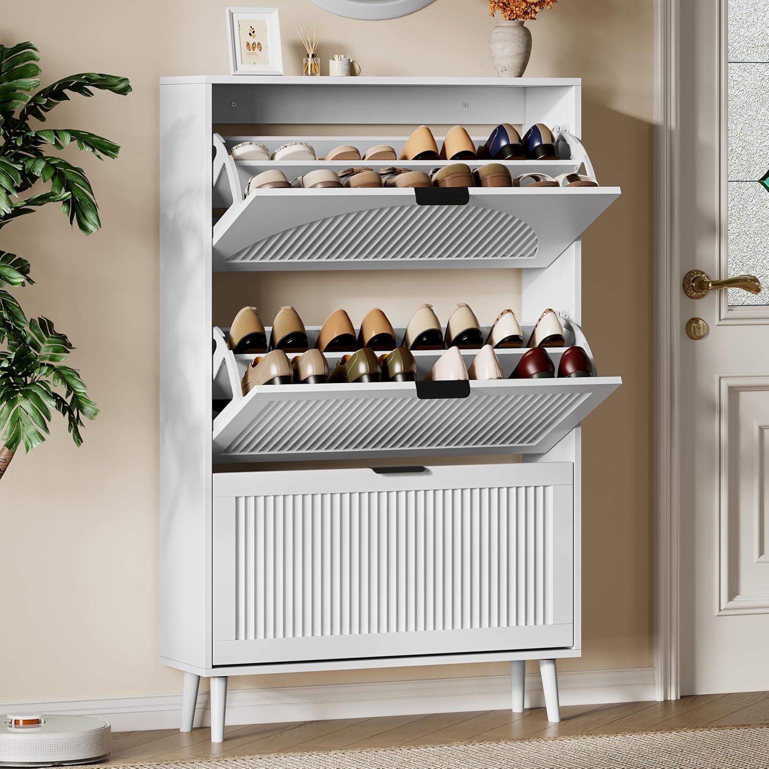 Shoe Cabinet 3 Flip Drawers, 5 - Shoe Rack Cabinet Narrow Entryway review and price