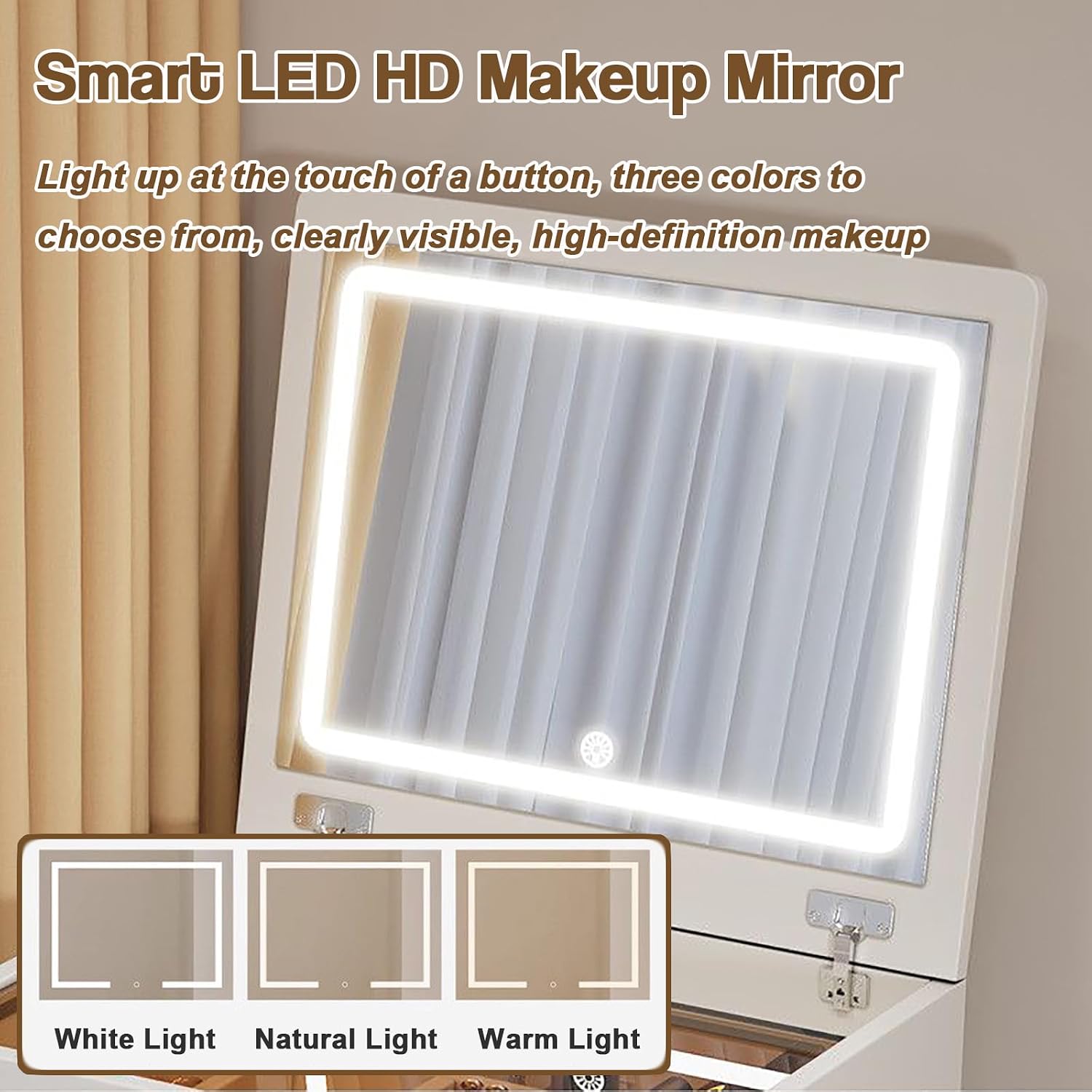 3 in 1 Vanity Desk with Mirror - Dressing Table Vanity With Lighted Mirror review and price