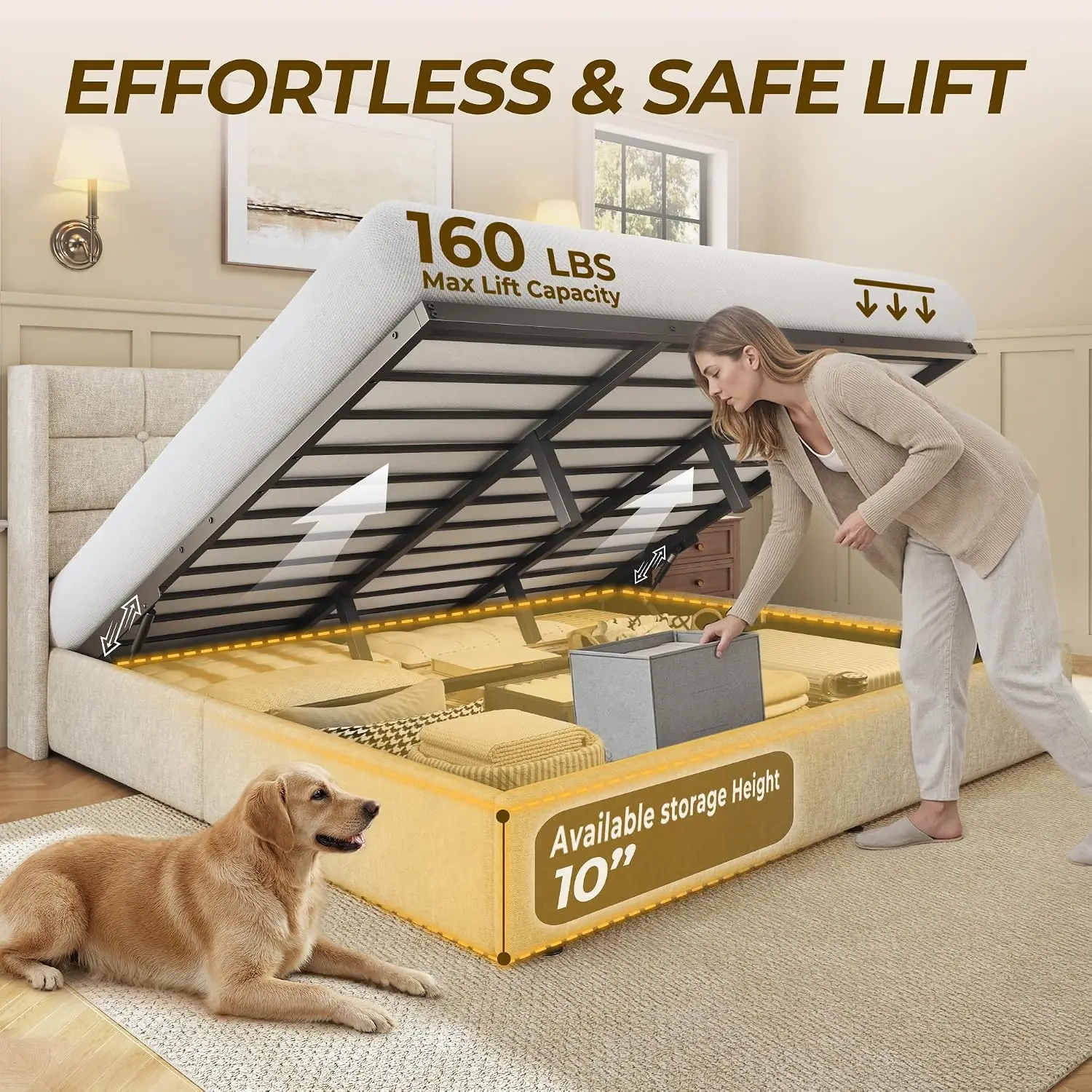 King Size Lift Up Storage Bed  - Gas Lift Storage Bed Hydraulic review and price