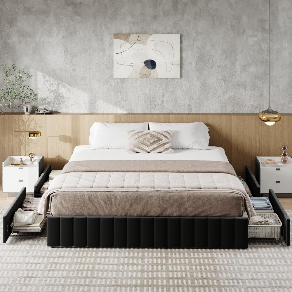 King Size Platform Bed Frame w - King Size Bed Frame With Storage Drawers review and price