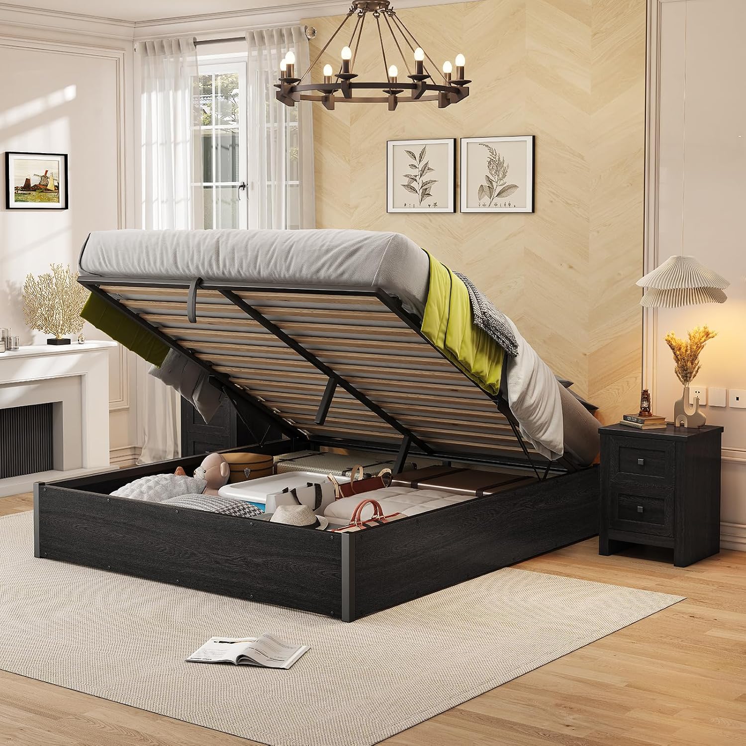 Lift Up Storage Bed Frame, Dar - Gas Lift Storage Bed Hydraulic review and price