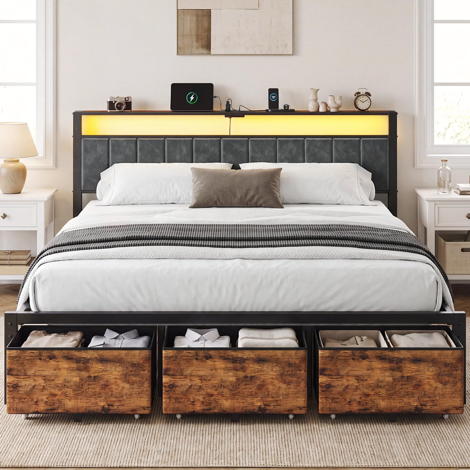 King Size Bed Frame with Stora - King Size Bed Frame With Storage Drawers review and price