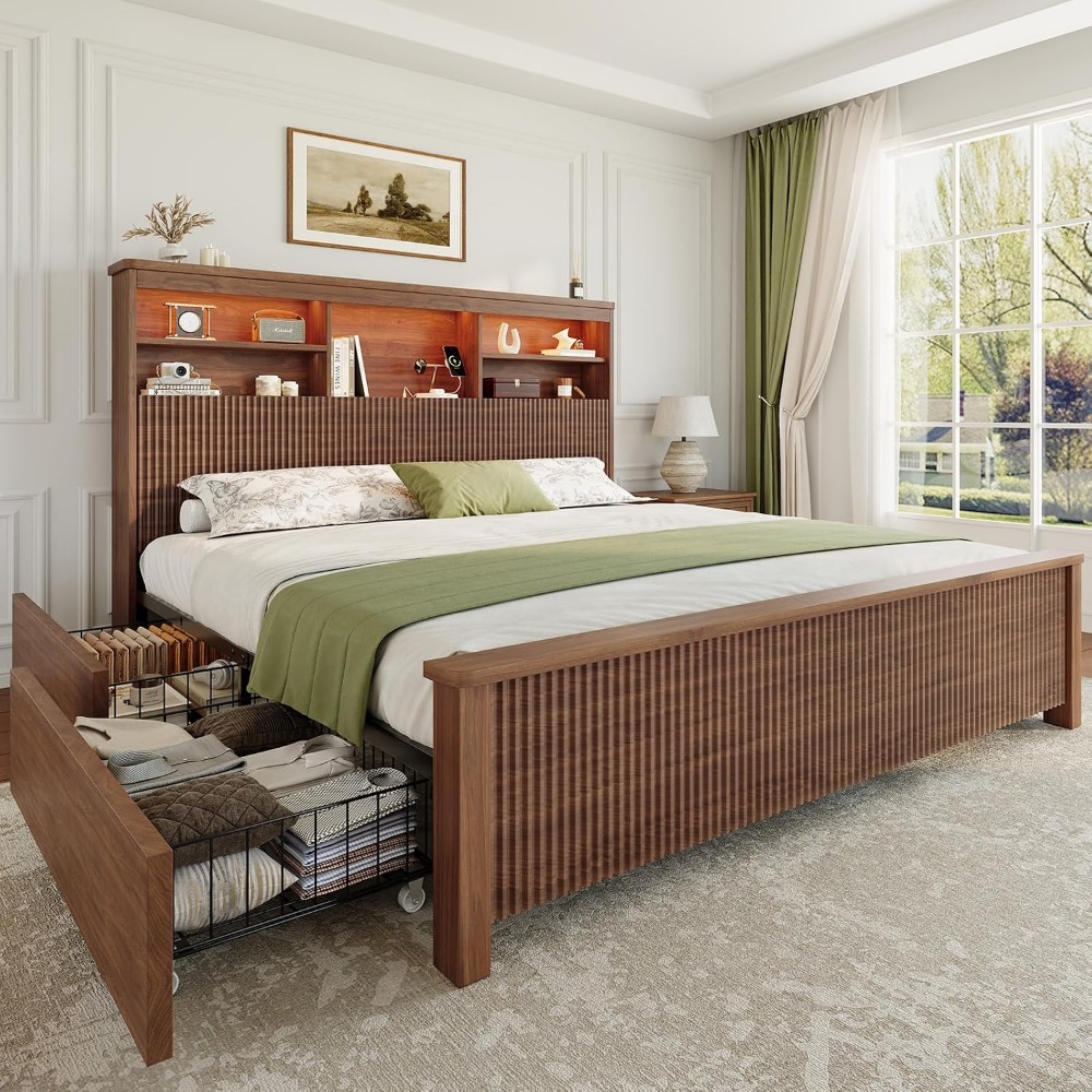 King Size Bed Frame with 4 Sto - King Size Bed Frame With Storage Drawers review and price