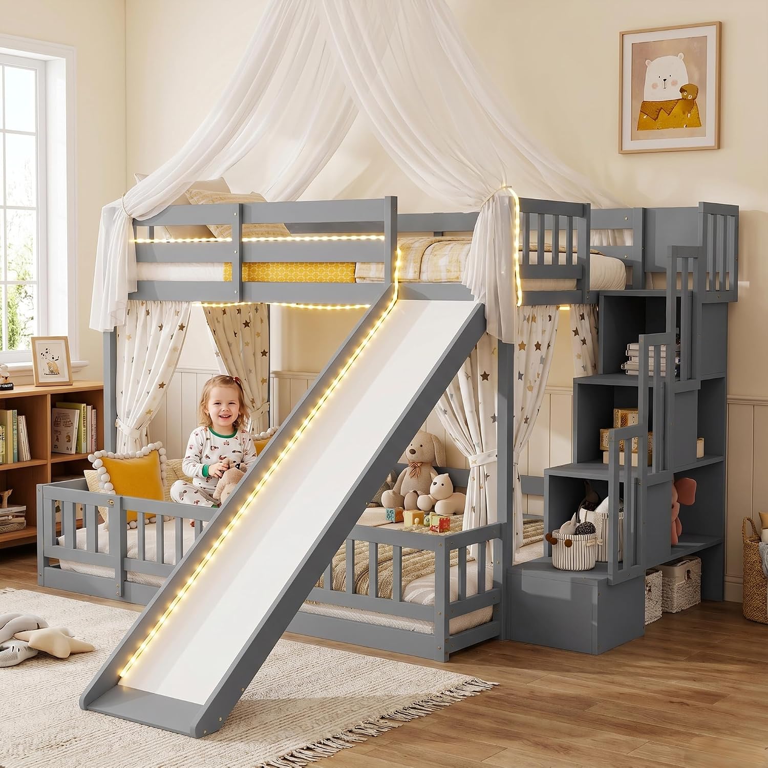 Twin Over Full Bunk Bed with S - Bunk Bed With Stairs And Slide review and price