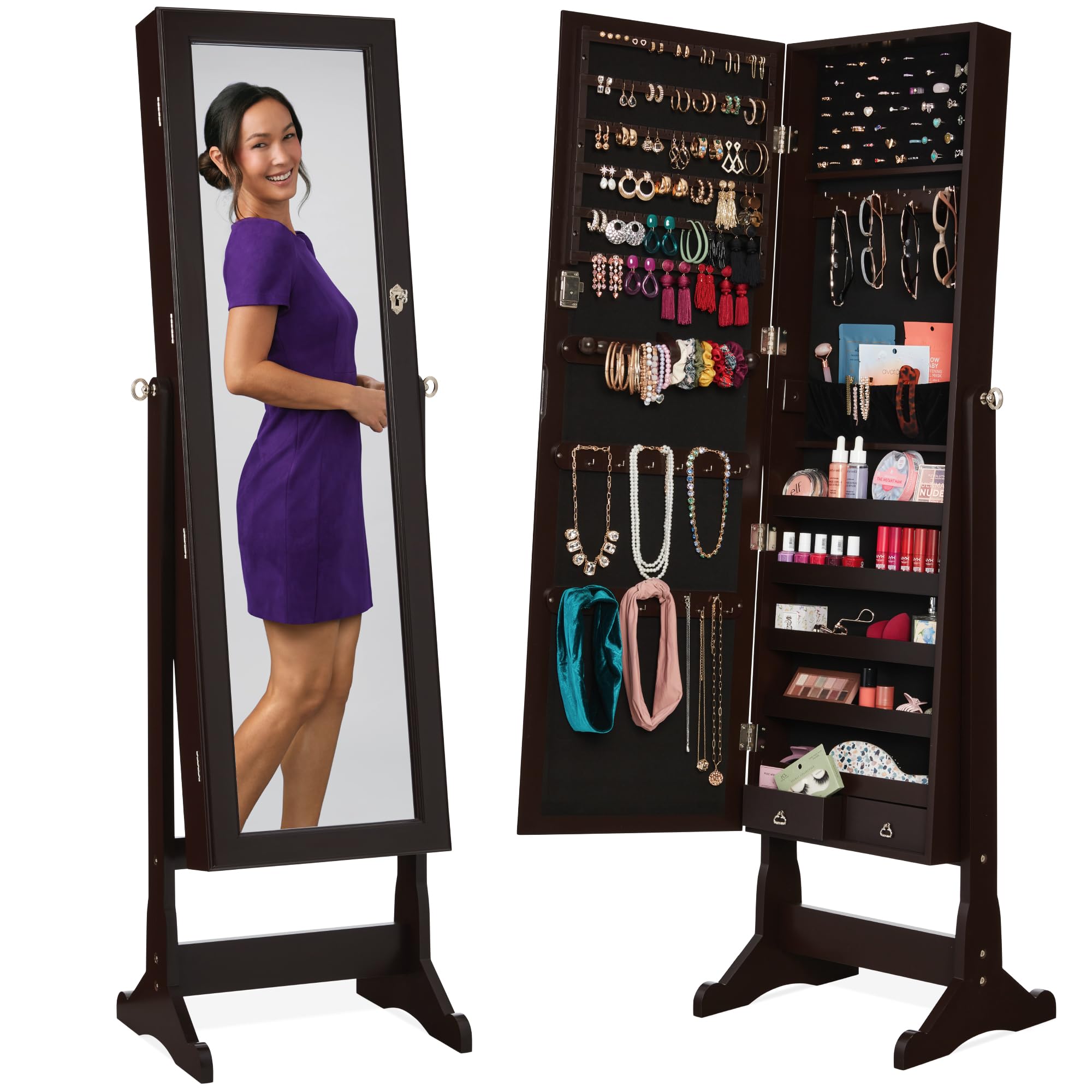 Freestanding Jewelry Armoire C - Full Length Mirror Jewelry Armoire review and price
